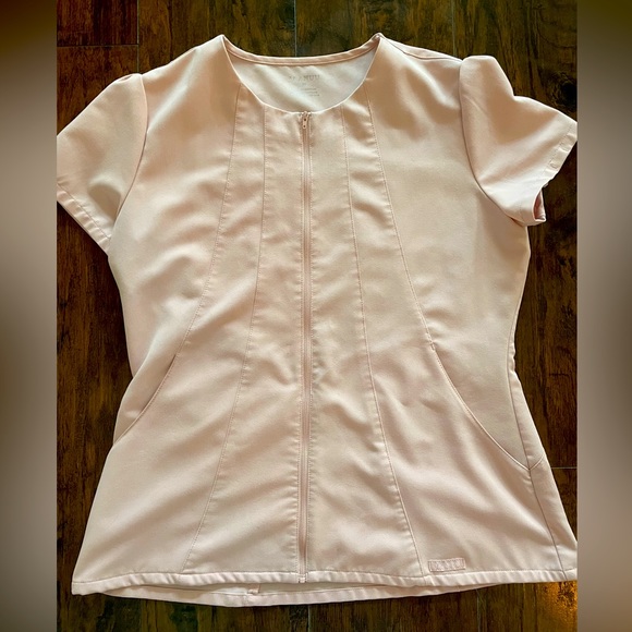 Jaanuu Women's Princess Gold Zip Front Top Blushing Pink - Picture 1 of 4